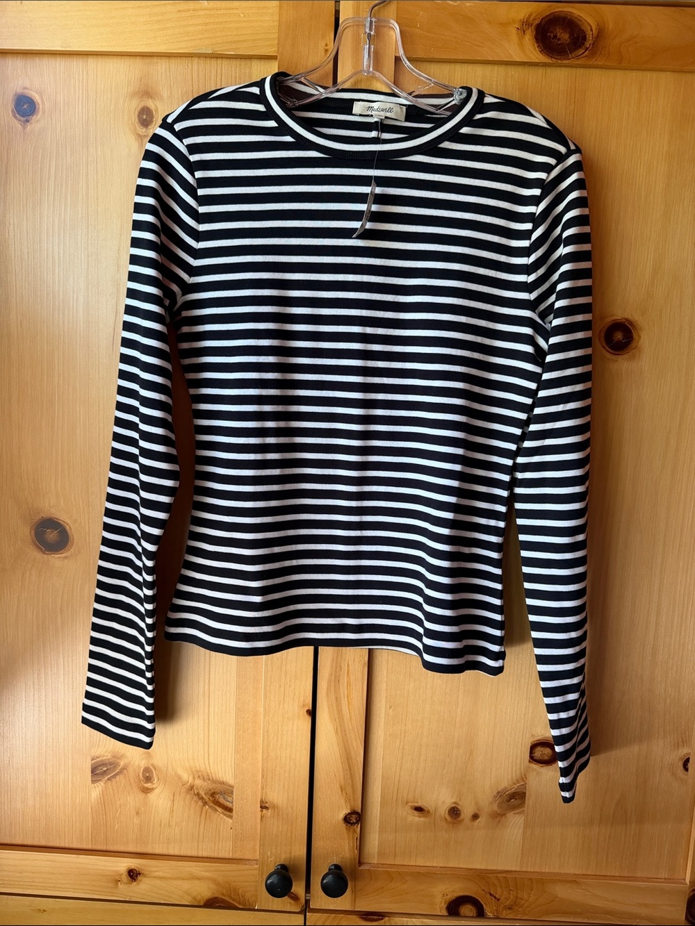 Madewell classic 90’s l/s black and white striped tee size M/L NWT